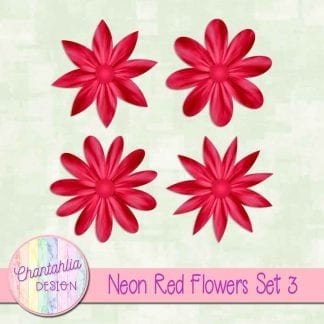 Free neon red flowers design elements