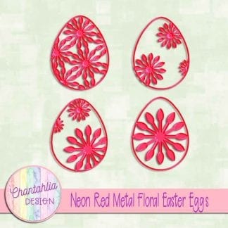 free neon red metal floral easter eggs