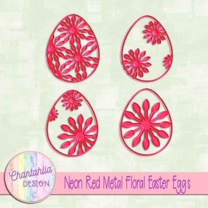 free neon red metal floral easter eggs