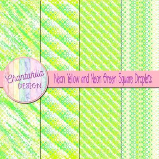 Free neon yellow and neon green square droplets digital papers