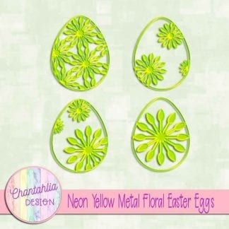 free neon yellow metal floral easter eggs