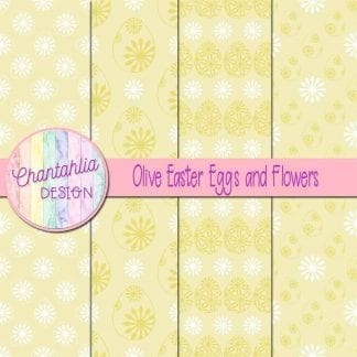 Free olive digital papers featuring flowers in Easter eggs