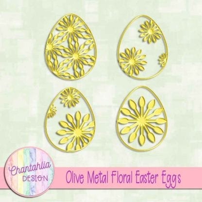 free olive metal floral easter eggs