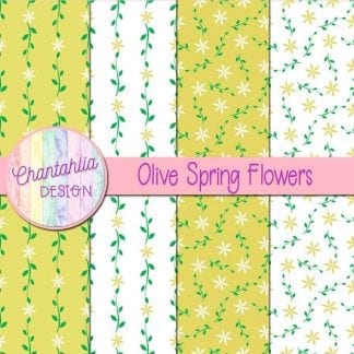 Free digital paper with olive spring flower designs