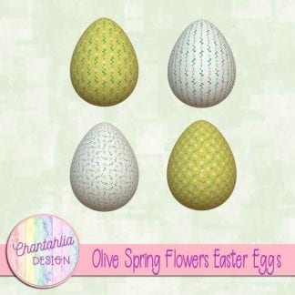 Free Easter egg design elements featuring olive spring flowers