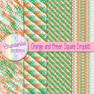 Free orange and green square droplets digital papers