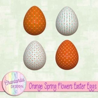 Free Easter egg design elements featuring orange spring flowers