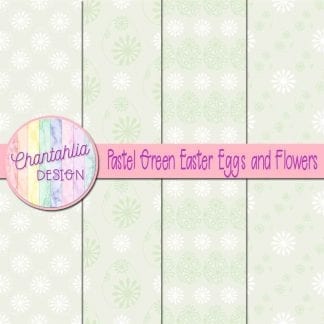 Free pastel green digital papers featuring flowers in Easter eggs
