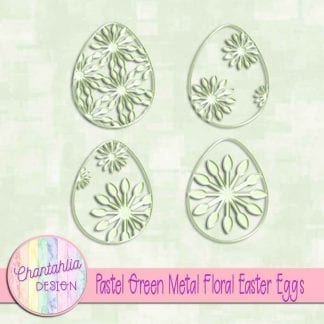 free pastel green metal floral easter eggs