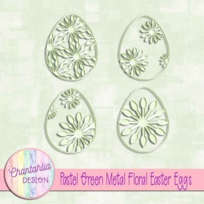 free pastel green metal floral easter eggs