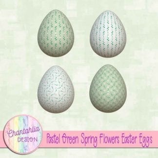 Free Easter egg design elements featuring pastel green spring flowers