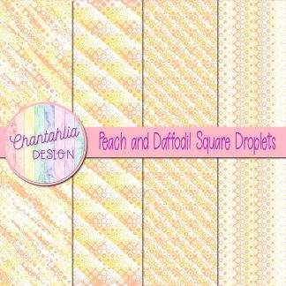 Free peach and daffodil square droplets digital papers