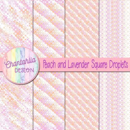 Free peach and lavender square droplets digital papers
