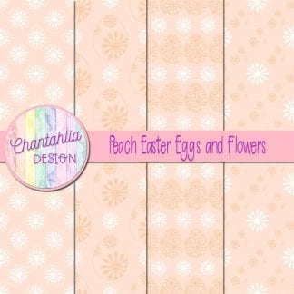 Free peach digital papers featuring flowers in Easter eggs