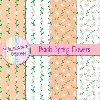 Free digital paper with peach spring flower designs