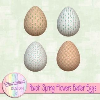 Free Easter egg design elements featuring peach spring flowers