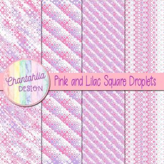 Free pink and lilac square droplets digital papers