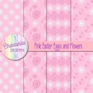 Free pink digital papers featuring flowers in Easter eggs