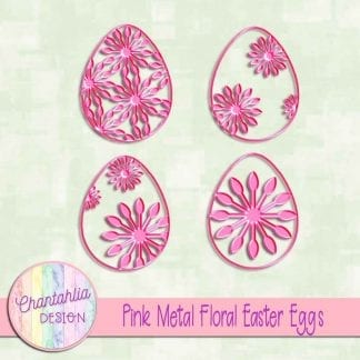 free pink metal floral easter eggs