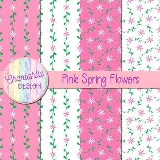 Free digital paper with pink spring flower designs