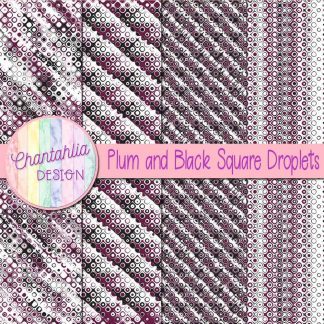 Free plum and black square droplets digital papers