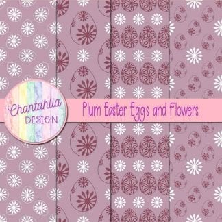 Free plum digital papers featuring flowers in Easter eggs