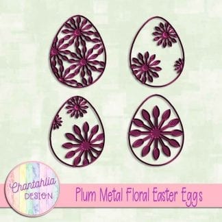 free purple metal floral easter eggs
