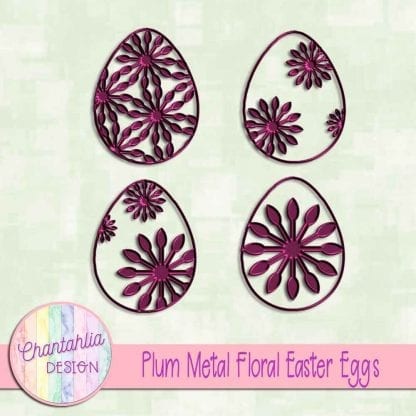 free purple metal floral easter eggs
