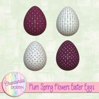 Free Easter egg design elements featuring plum spring flowers