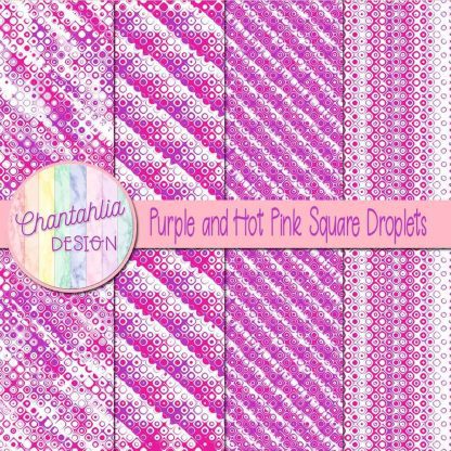 Free purple and hot pink square droplets digital papers