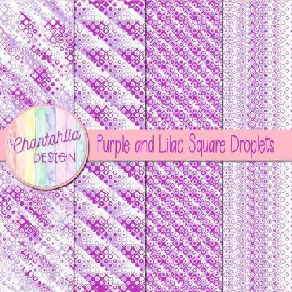 Free purple and lilac square droplets digital papers