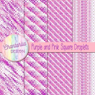 Free purple and pink square droplets digital papers