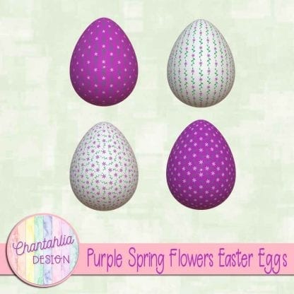 Free Easter egg design elements featuring purple spring flowers
