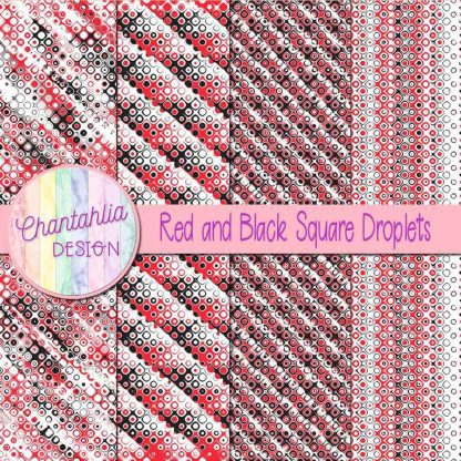 Free red and black square droplets digital papers