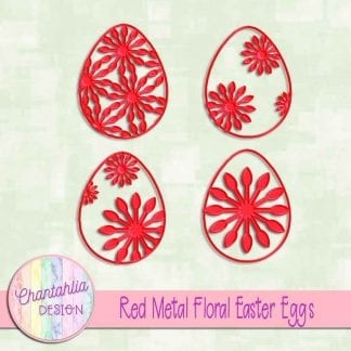 free red metal floral easter eggs