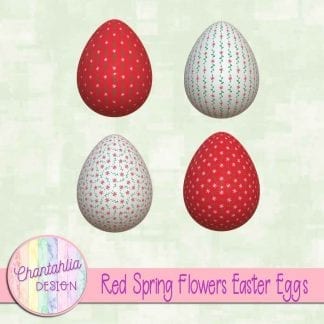 Free Easter egg design elements featuring red spring flowers