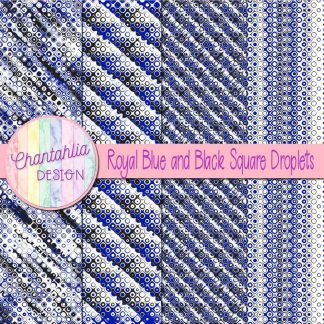 Free royal blue and black square droplets digital papers