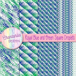 Free royal blue and green square droplets digital papers