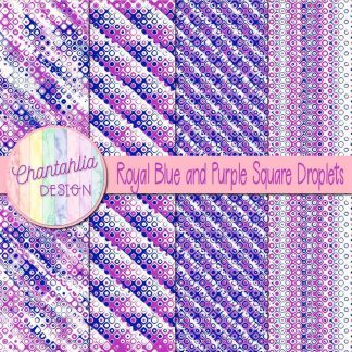 Free royal blue and purple square droplets digital papers