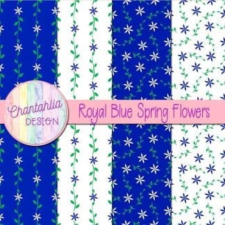 Free digital paper with royal blue spring flower designs