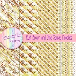 Free rust brown and olive square droplets digital papers