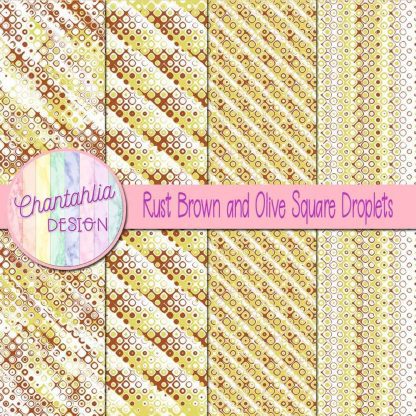 Free rust brown and olive square droplets digital papers