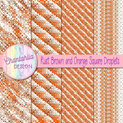 Free rust brown and orange square droplets digital papers