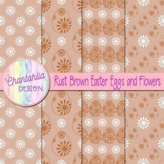 Free rust brown digital papers featuring flowers in Easter eggs