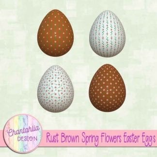 Free Easter egg design elements featuring rust brown spring flowers