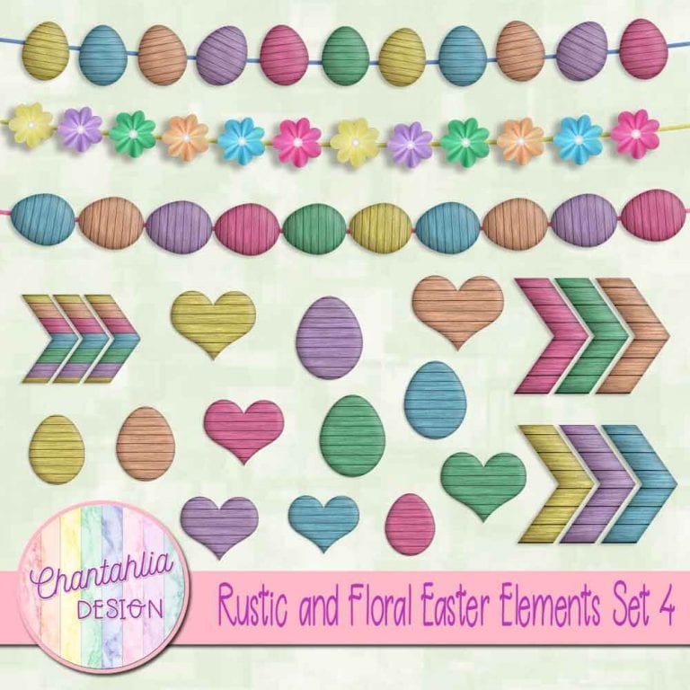 Free Rustic and Floral Easter Design Elements for Digital Scrapbooking