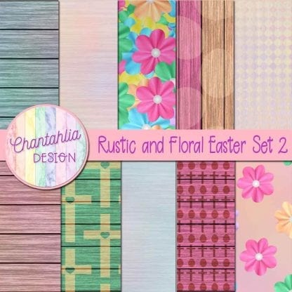 Free digital papers in a Rustic and Floral Easter theme
