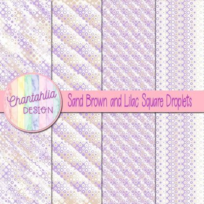 Free sand brown and lilac square droplets digital papers