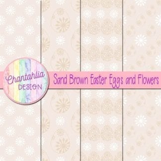 Free sand brown digital papers featuring flowers in Easter eggs