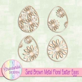 free sand brown metal floral easter eggs